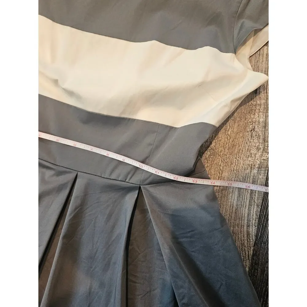 Kate Spade Adette Colorblock Dress cap sleeves pleated womene 6 medium gray